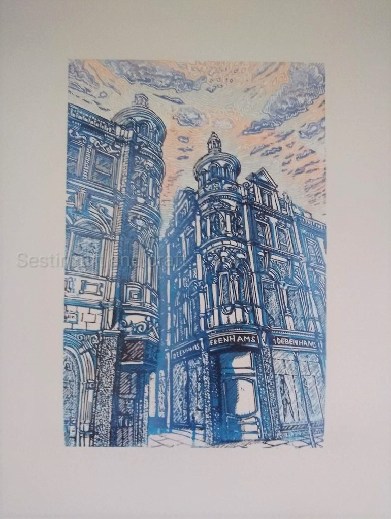 Distinctive and imaginative woodcut print