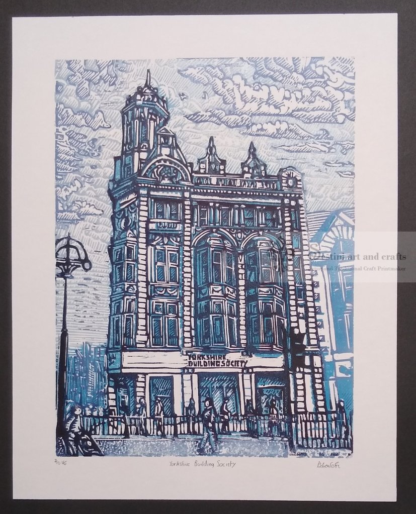 Limited edition woodcut print Yorkshire building society