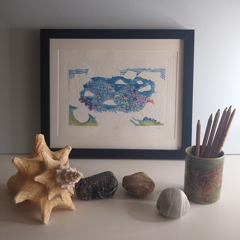 Hand printed embossed print