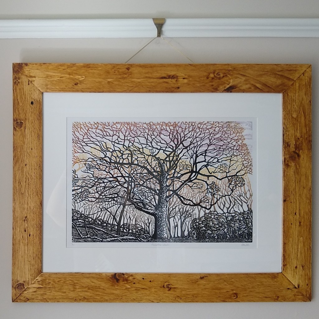 Original Woodcut print of tree