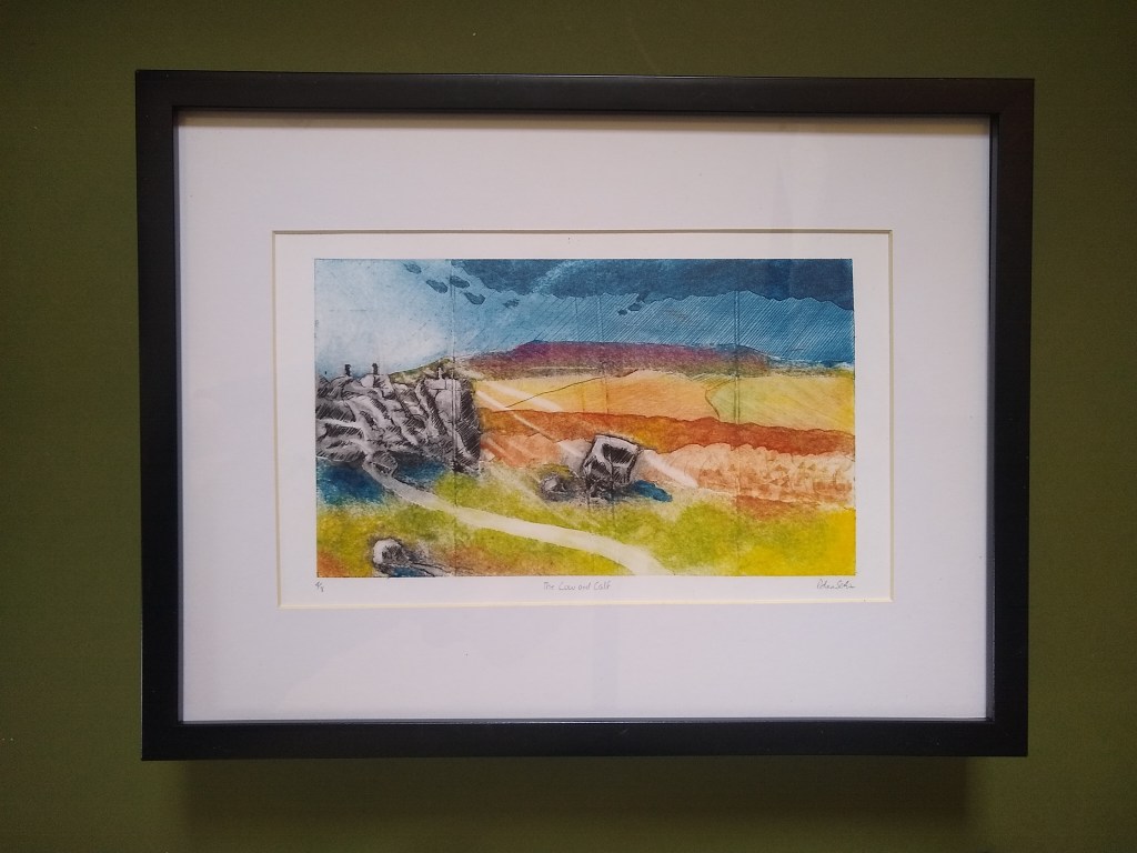 Colourful art print of the cow and calf