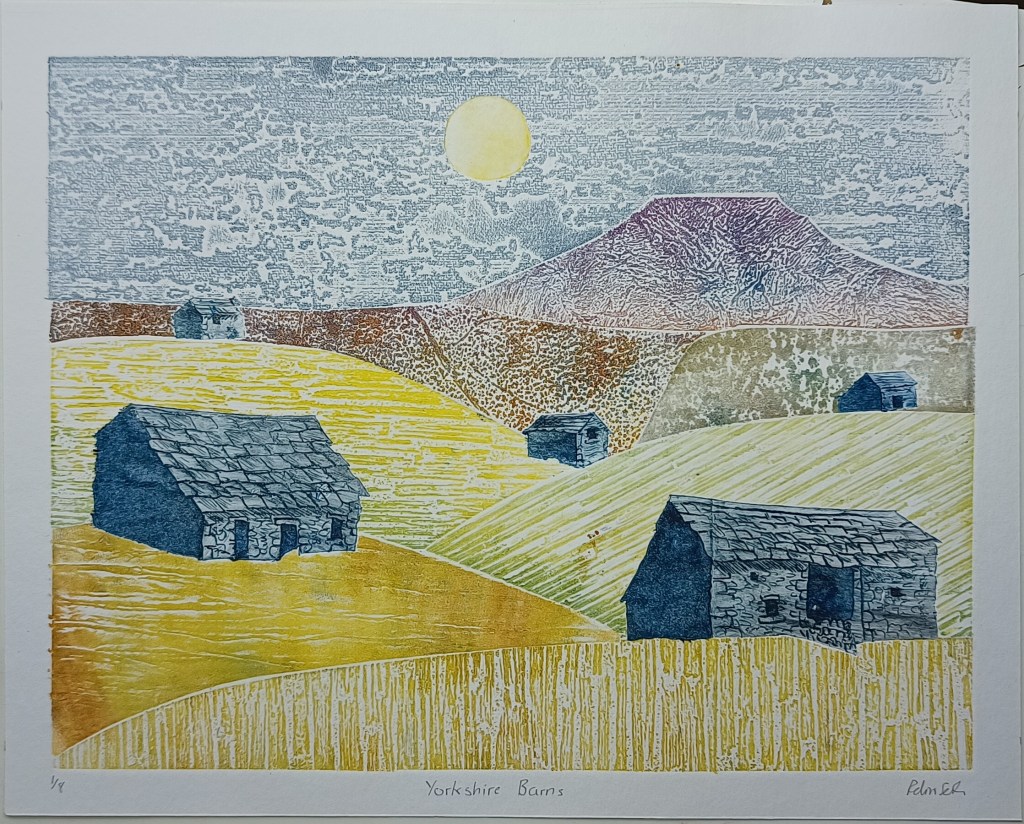 Relief print using wallpaper barns in Yorkshire dales